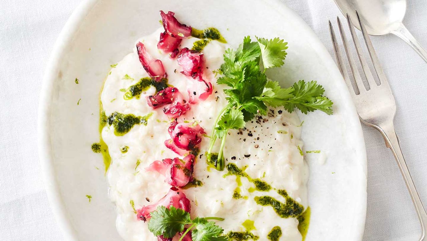 Limetten-Risotto mit marinierten Garnelen Rezept