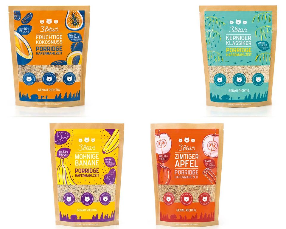 Die vier Sorten Porridge von 3 Bears Die vier Sorten Porridge von 3 Bears