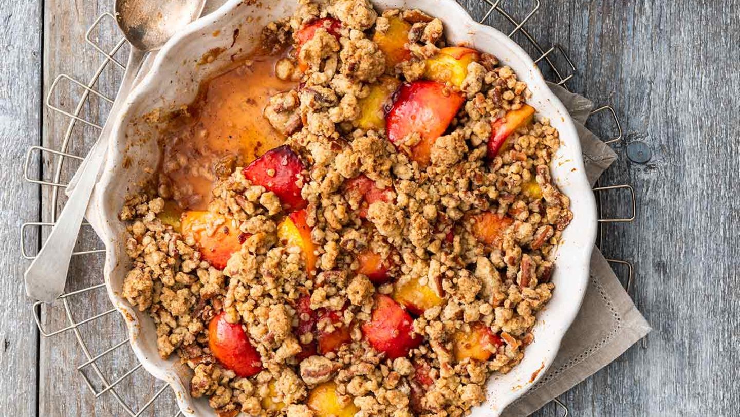Pfirsich-Cobbler mit Brezelstreuseln Rezept