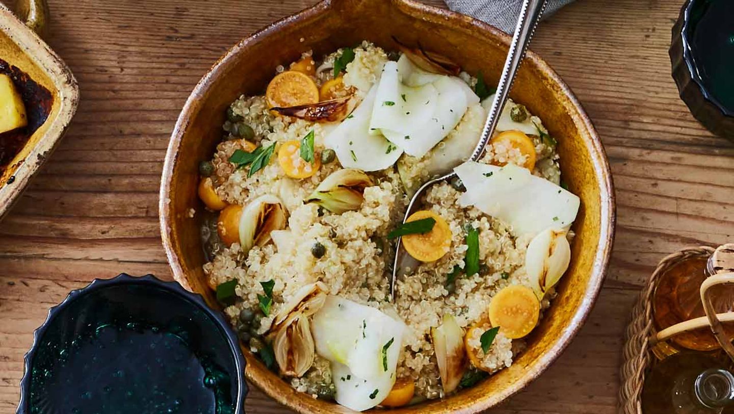 Quinoasalat mit Kohlrabi und Physalis Rezept