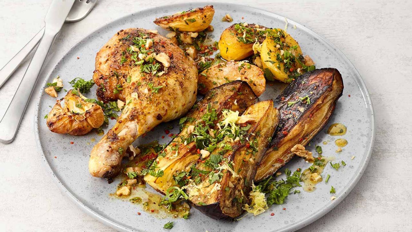 Ofenhuhn mit Auberginen Rezept - [ESSEN UND TRINKEN]