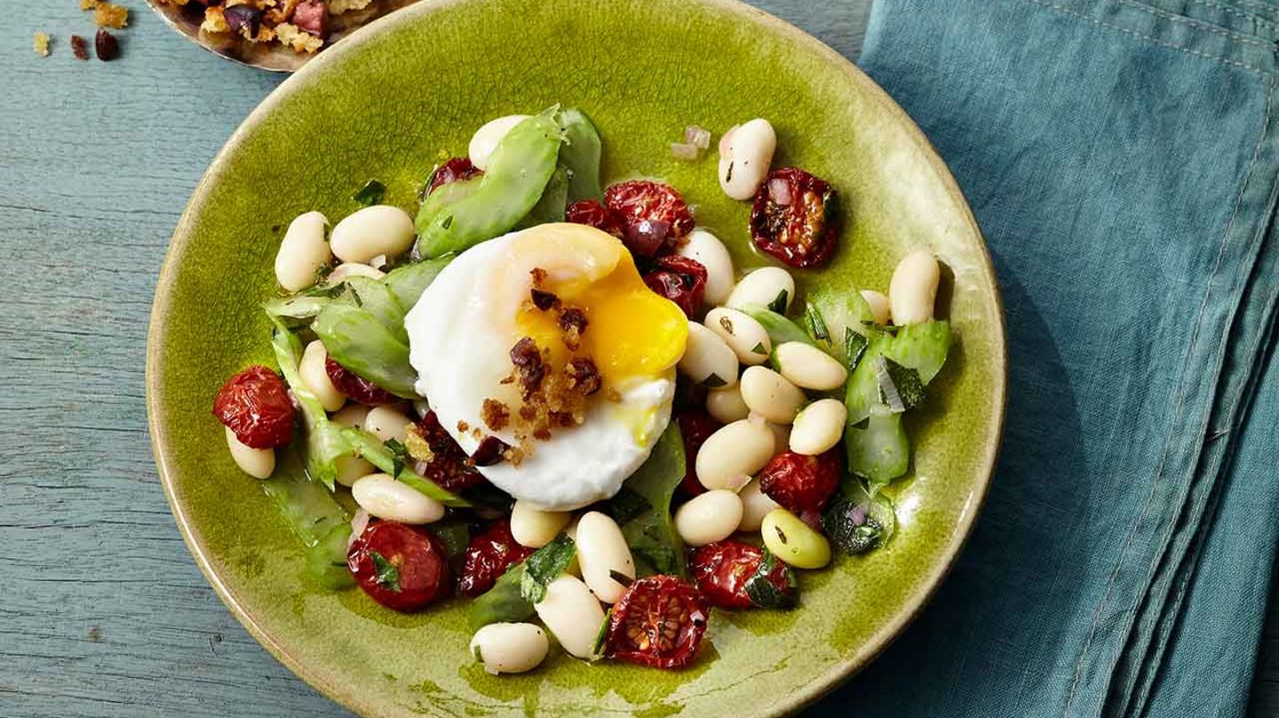 Palbohnensalat mit Essig-Ei Rezept