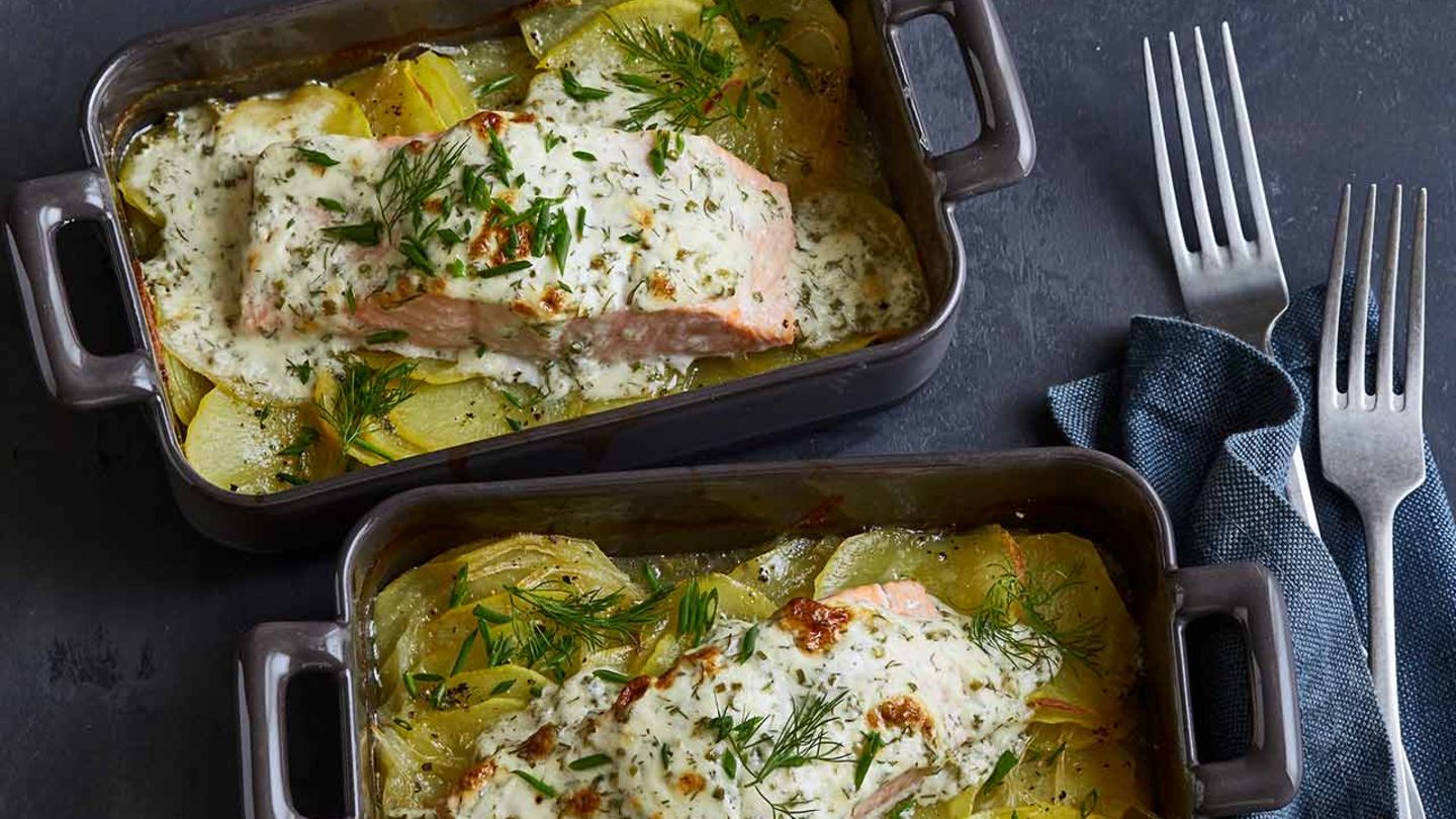 Ofenlachs auf Lorbeerkartoffeln Rezept