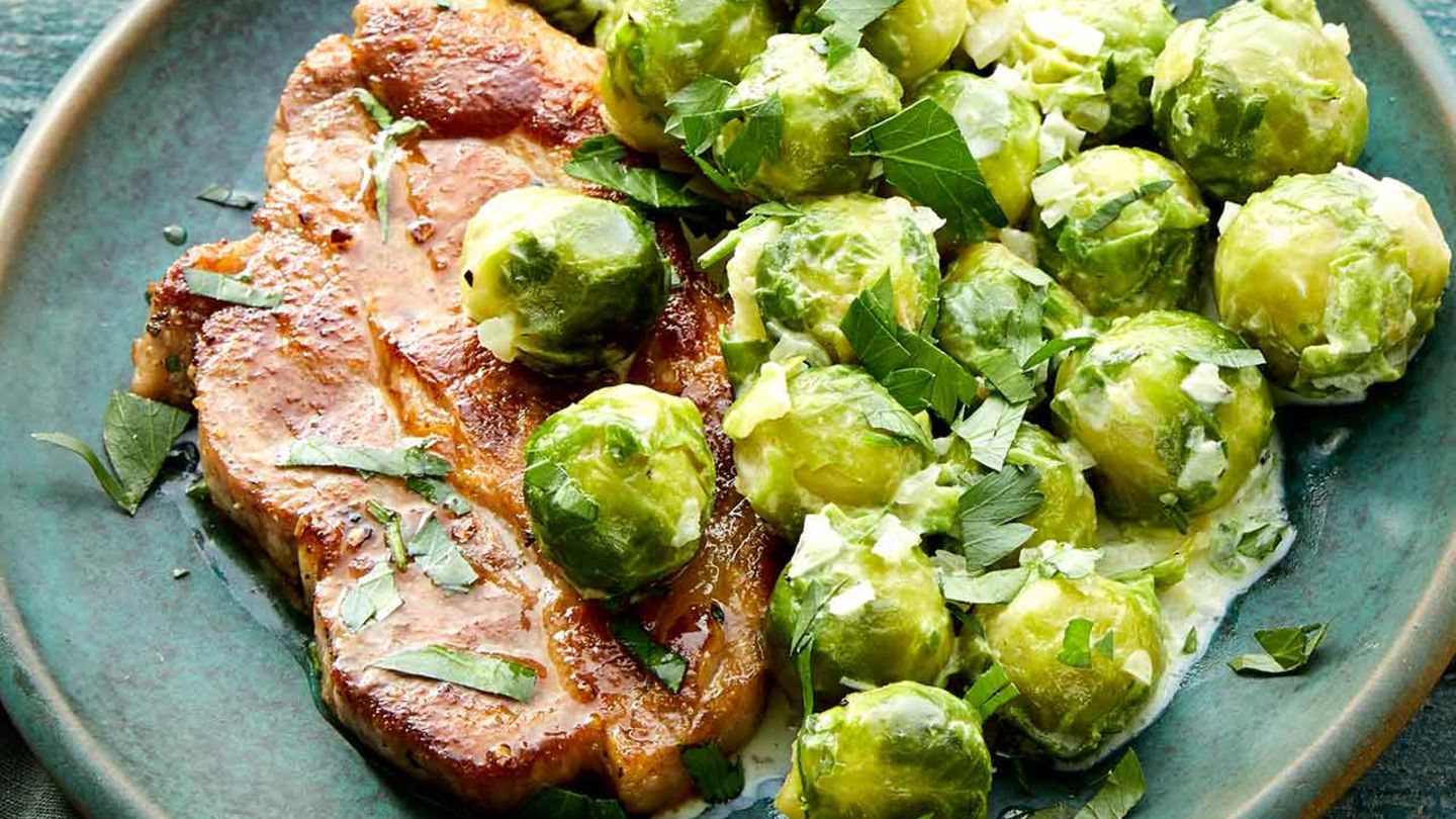 Nackensteak mit Rosenkohlgemüse Rezept