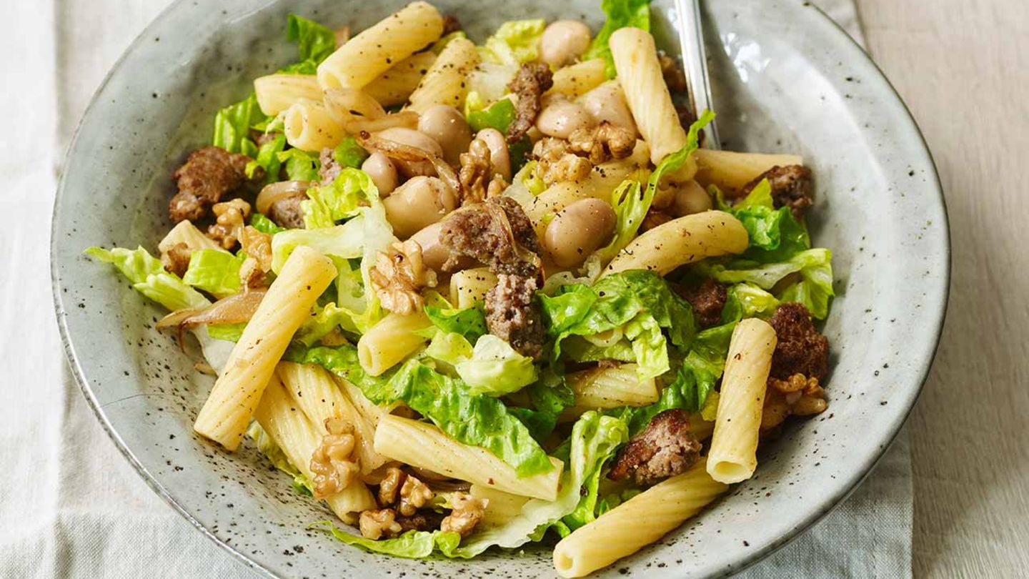 Bohnen-Mett-Pasta Rezept
