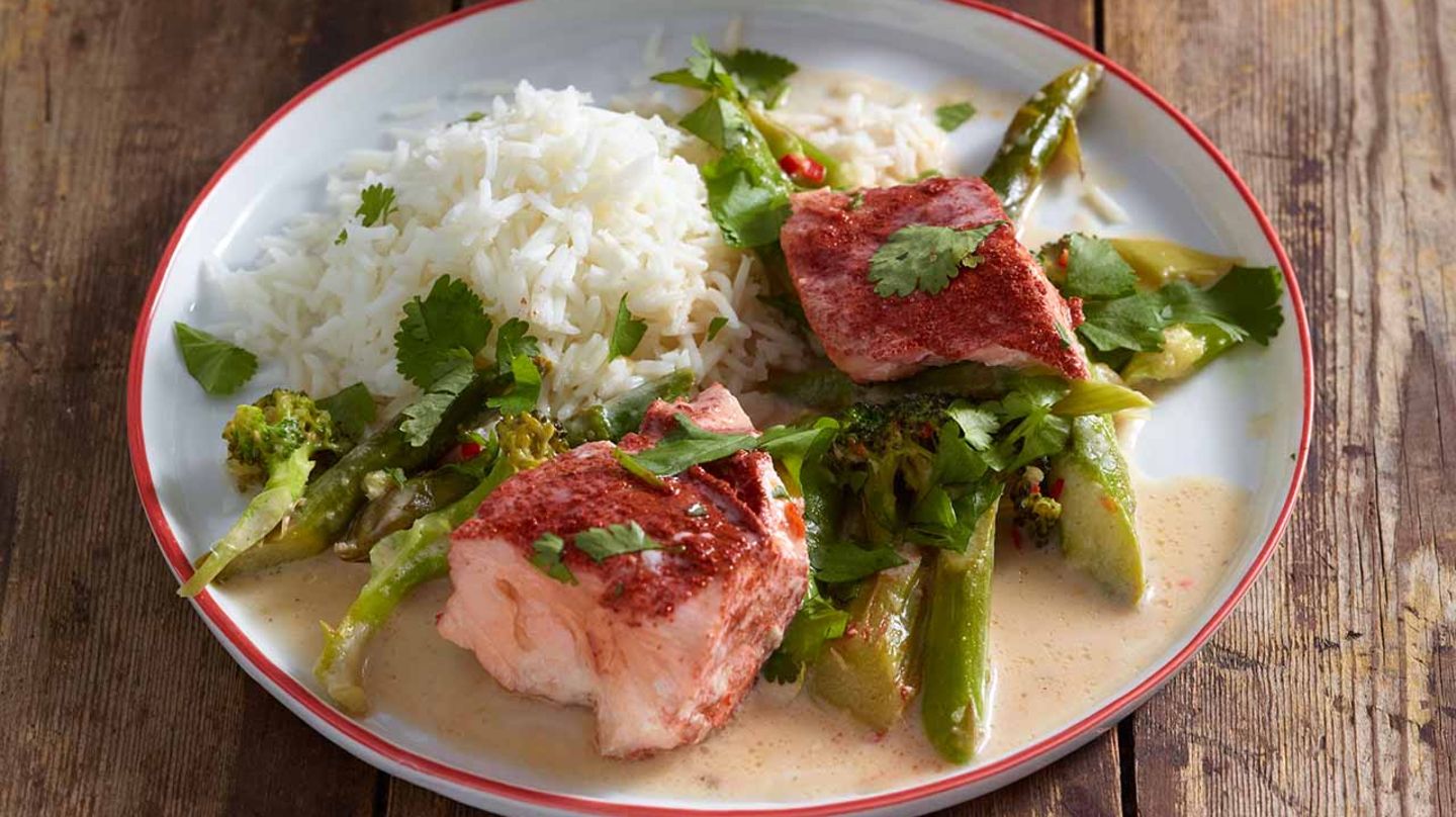 Tandoori-Lachs mit Spargel Rezept