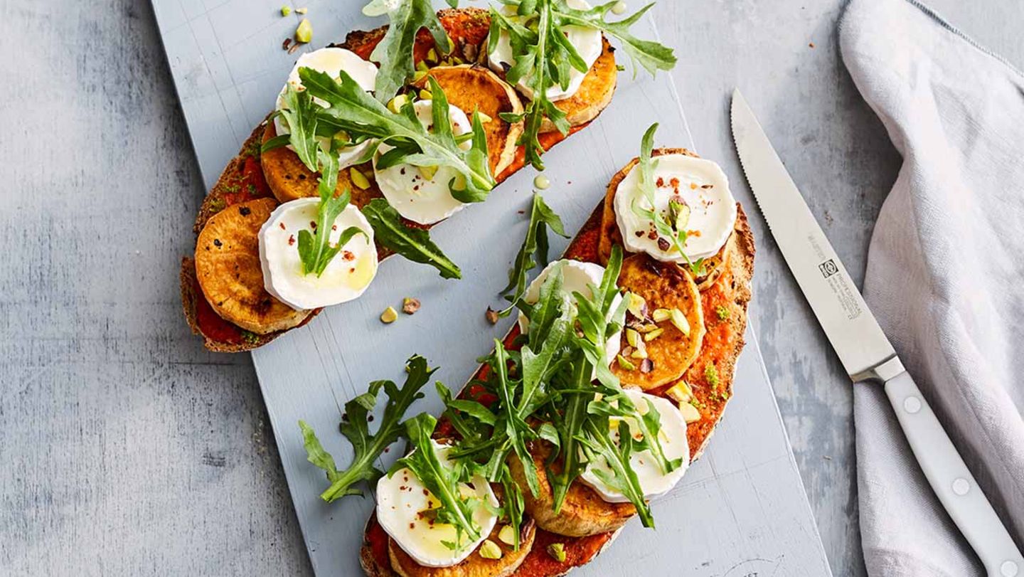 Offenes Süßkartoffel-Sandwich Rezept