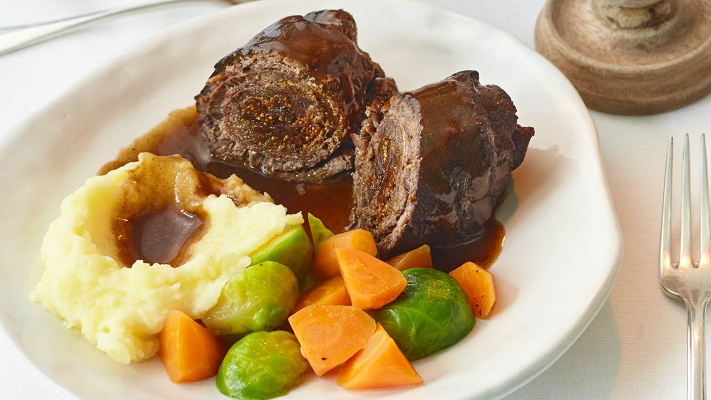 Roulade "Salami-Feige" mit Stampf und Gemüse
