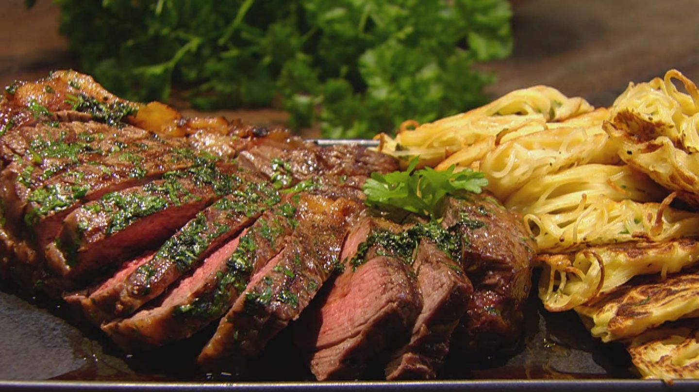 Rumpsteak mit Nudelpuffern: Für jeden Tag Kochshow