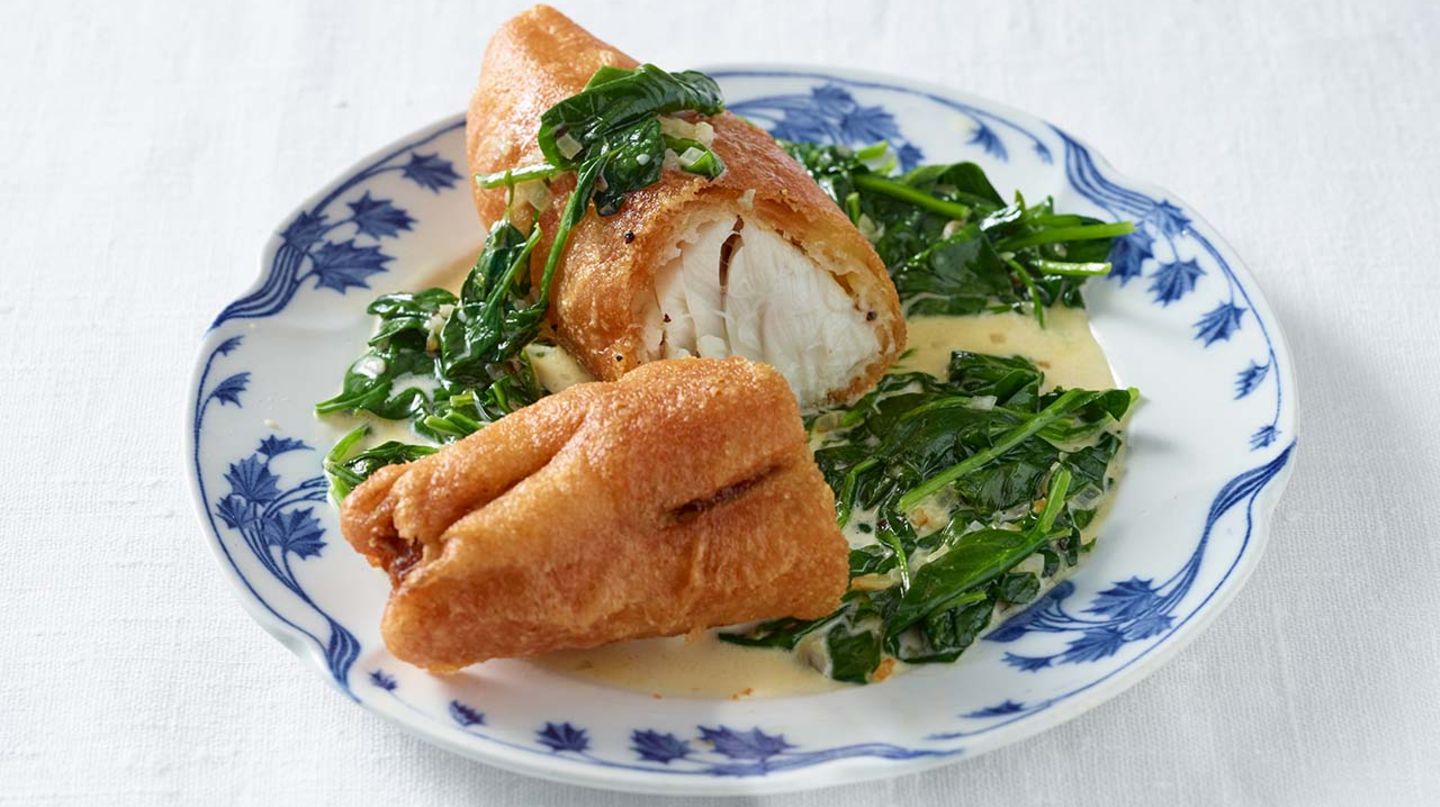 Backfisch mit Rahmspinat Rezept
