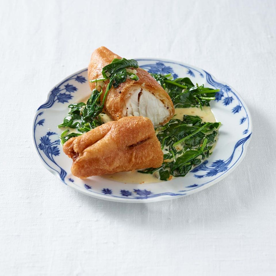 Backfisch mit Rahmspinat
