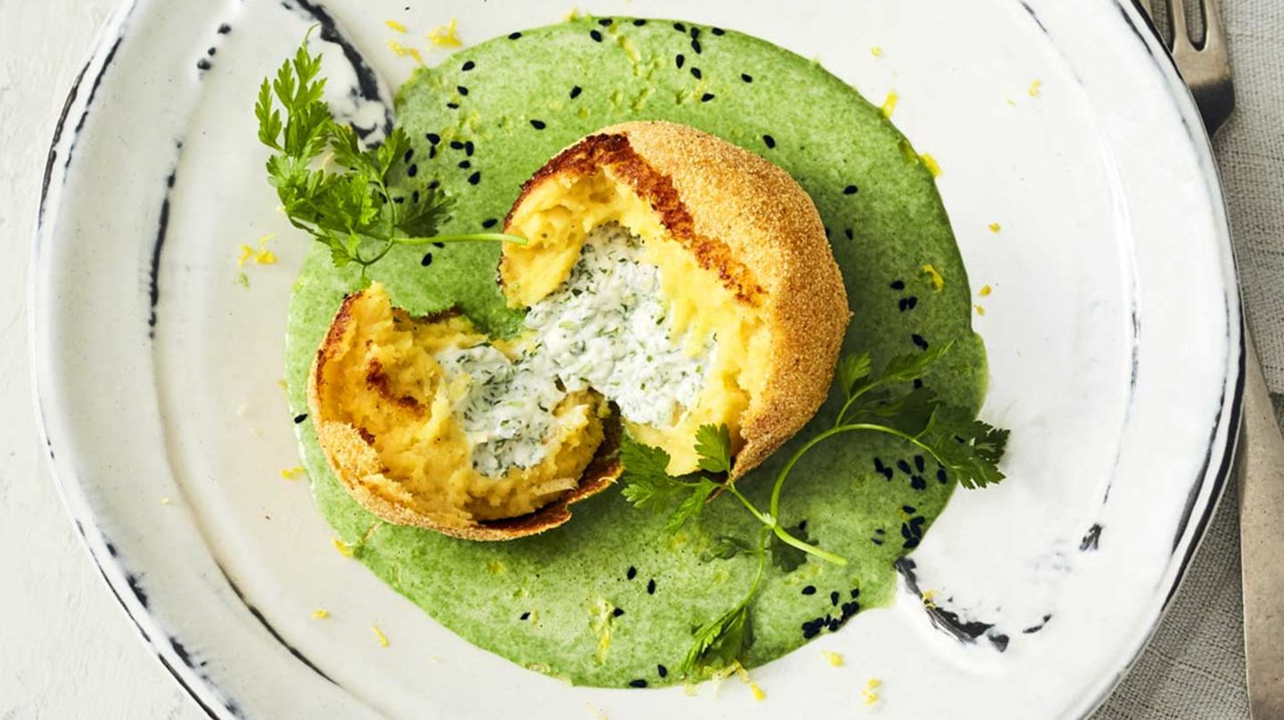 Polentaknödel mit Spinat-Zitronen-Sauce Rezept
