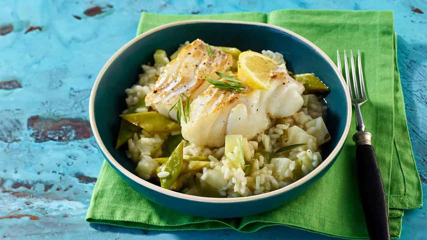 Bohnen-Kohlrabi-Risotto mit Fisch - [ESSEN UND TRINKEN]