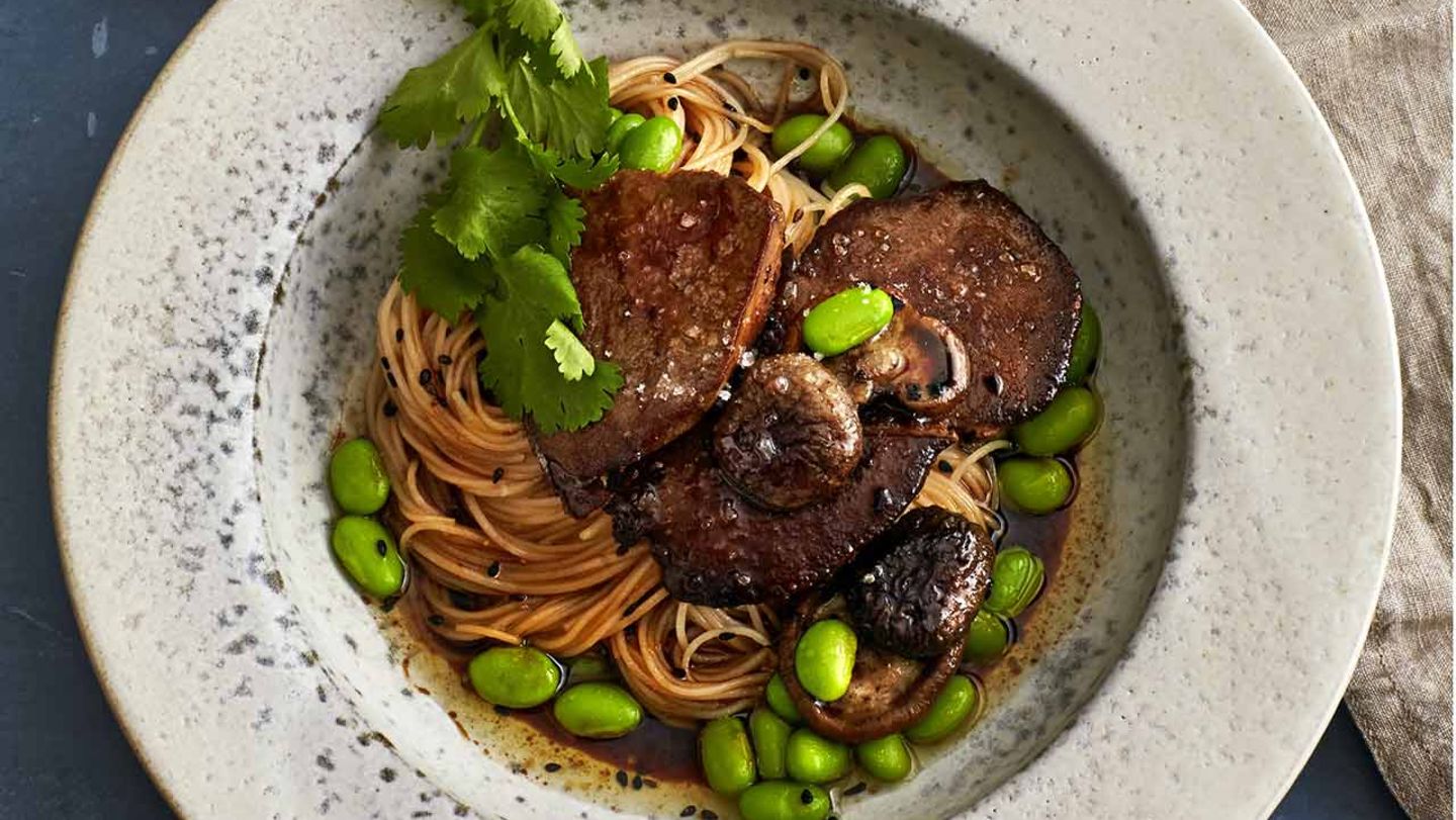 Lammleber mit Reisnudeln und Wasabi-Fond Rezept