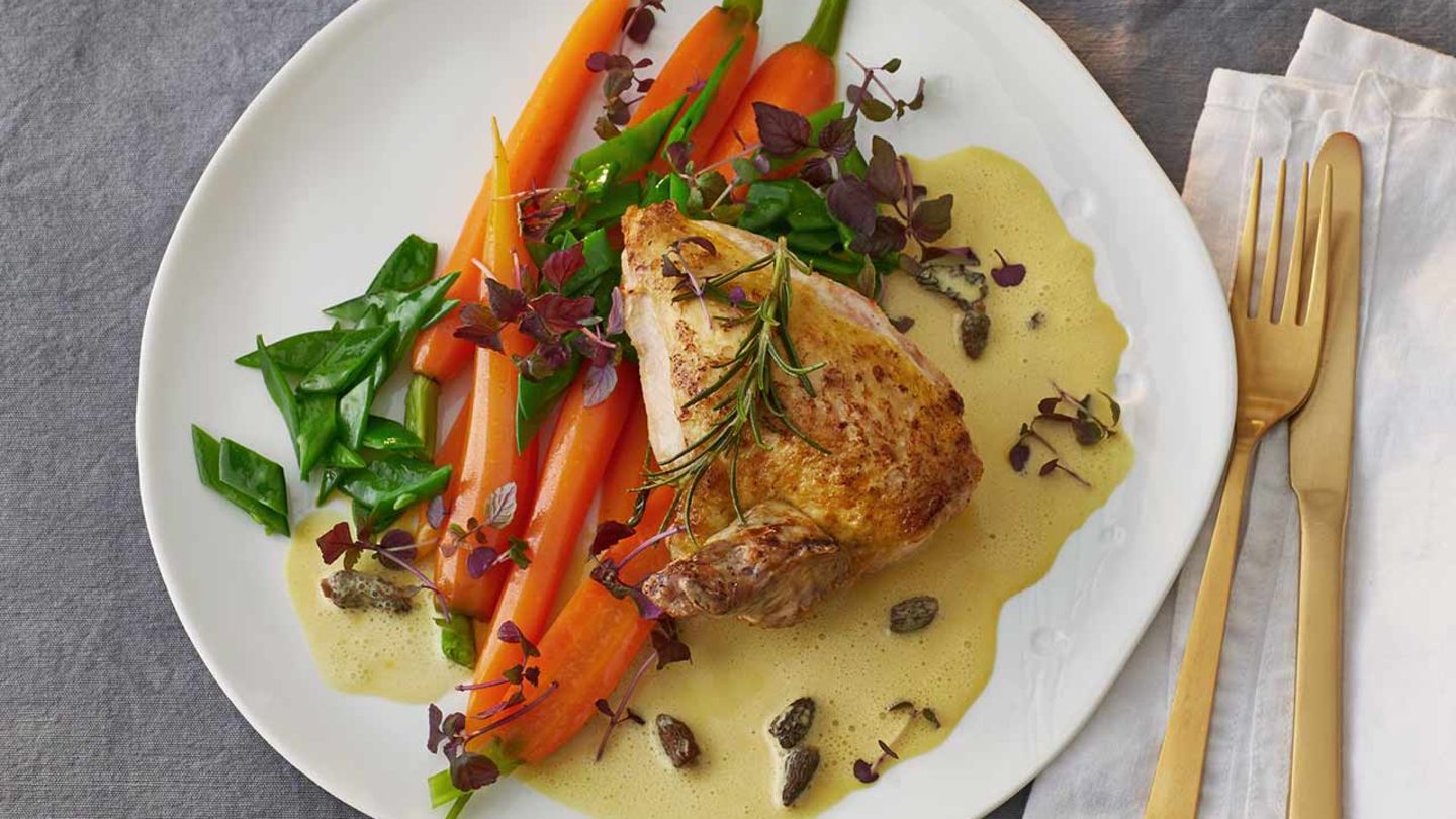 Maispoulardenbrust mit Safran-Morchel-Sauce Rezept