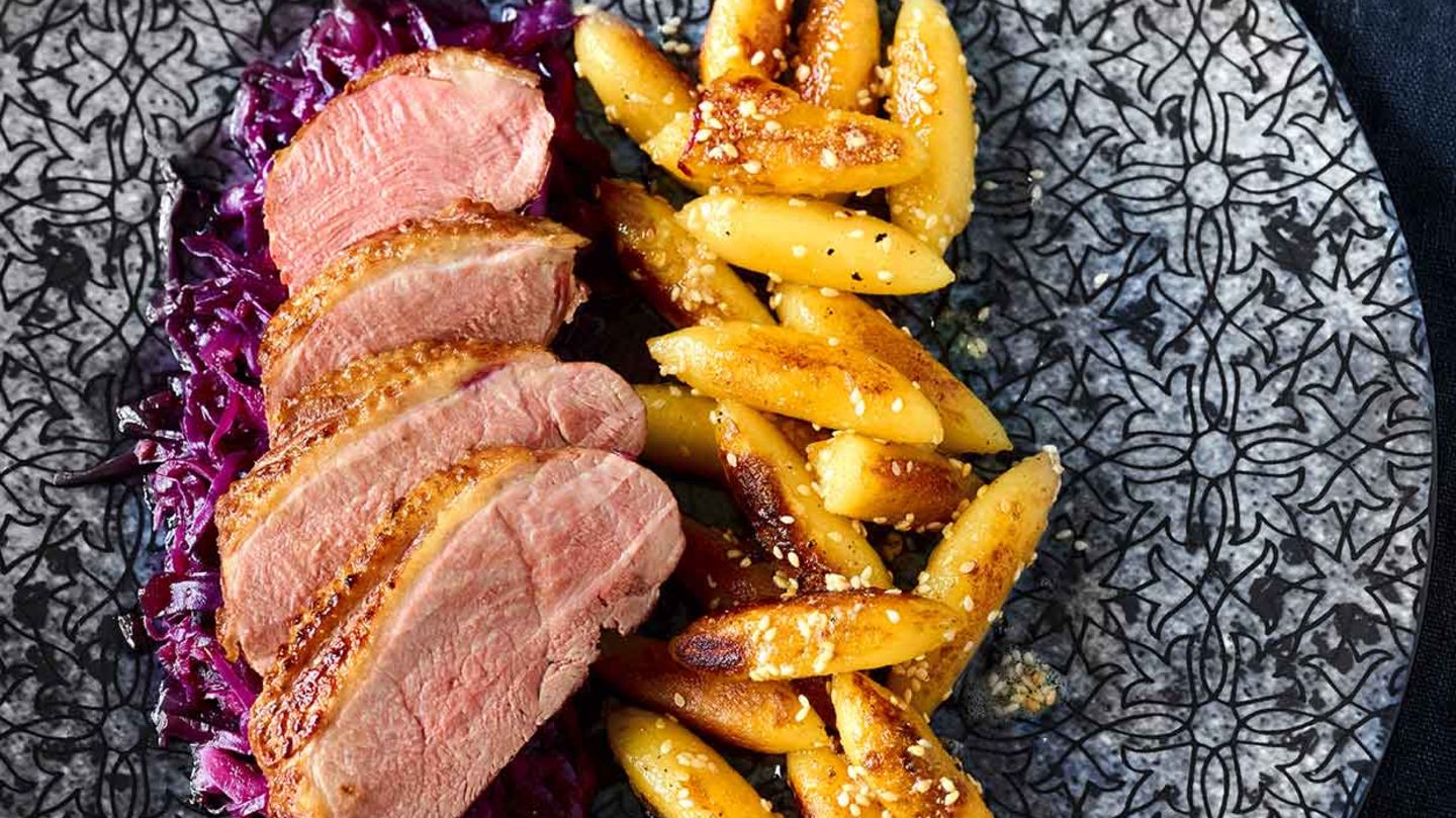 Entenbrust mit Asia-Rotkohl Rezept