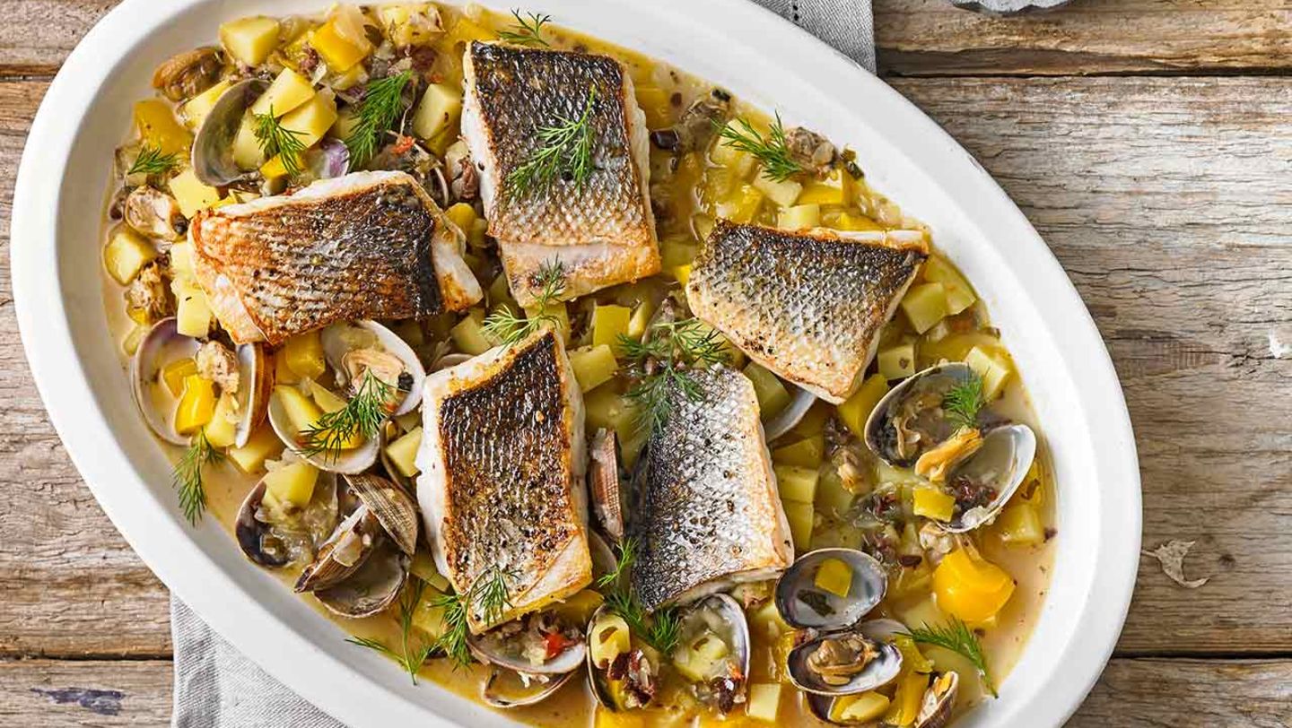 Muscheln und Wolfsbarsch: Thermomix ® Rezept