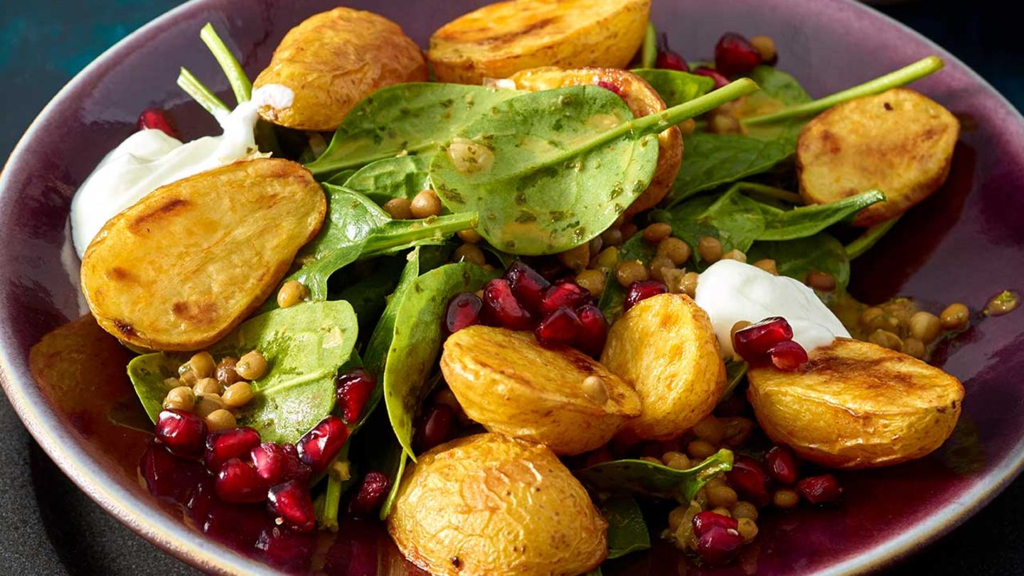 Harissa-Kartoffeln mit Linsensalat Rezept