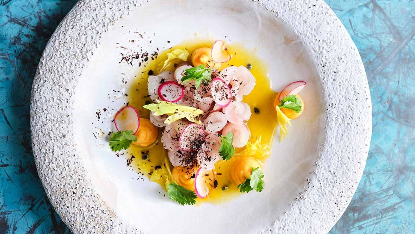 Fisch-Carpaccio mit Passionsfrucht und Schokolade Rezept