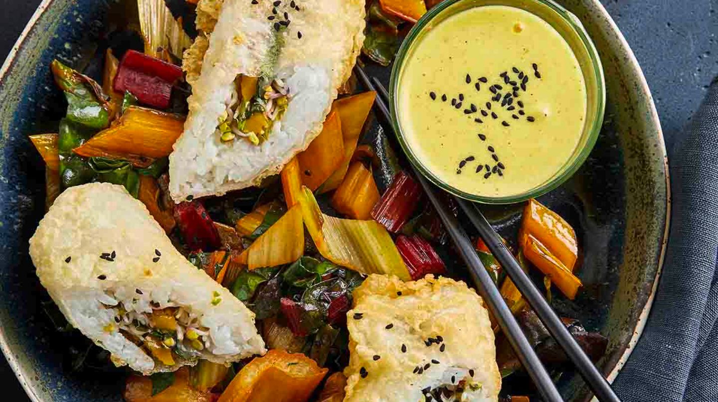 Knusprige Reisrollen mit Mangold Rezept