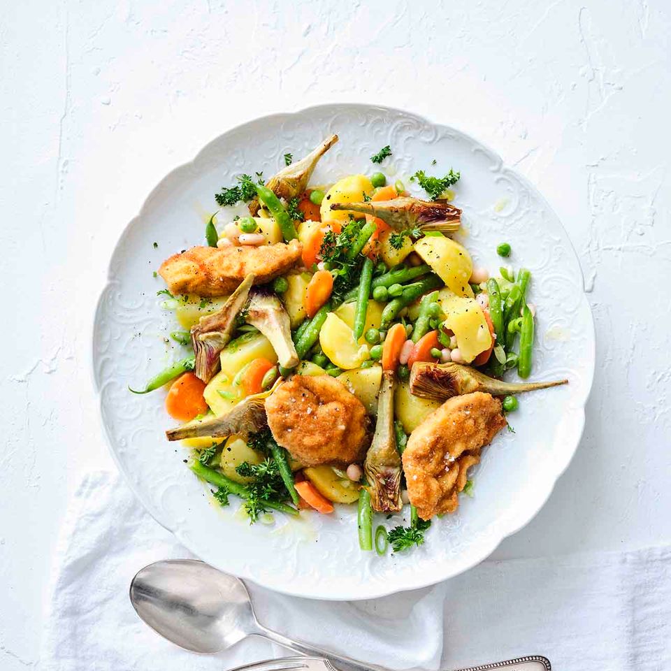 Kartoffel-Artischocken-Salat mit Hühnerbrust