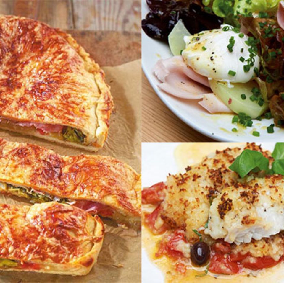Teaser Wochenplan 13 mit Monster-Calzone, Eiersalat und Seelachs mit Kartoffelkruste