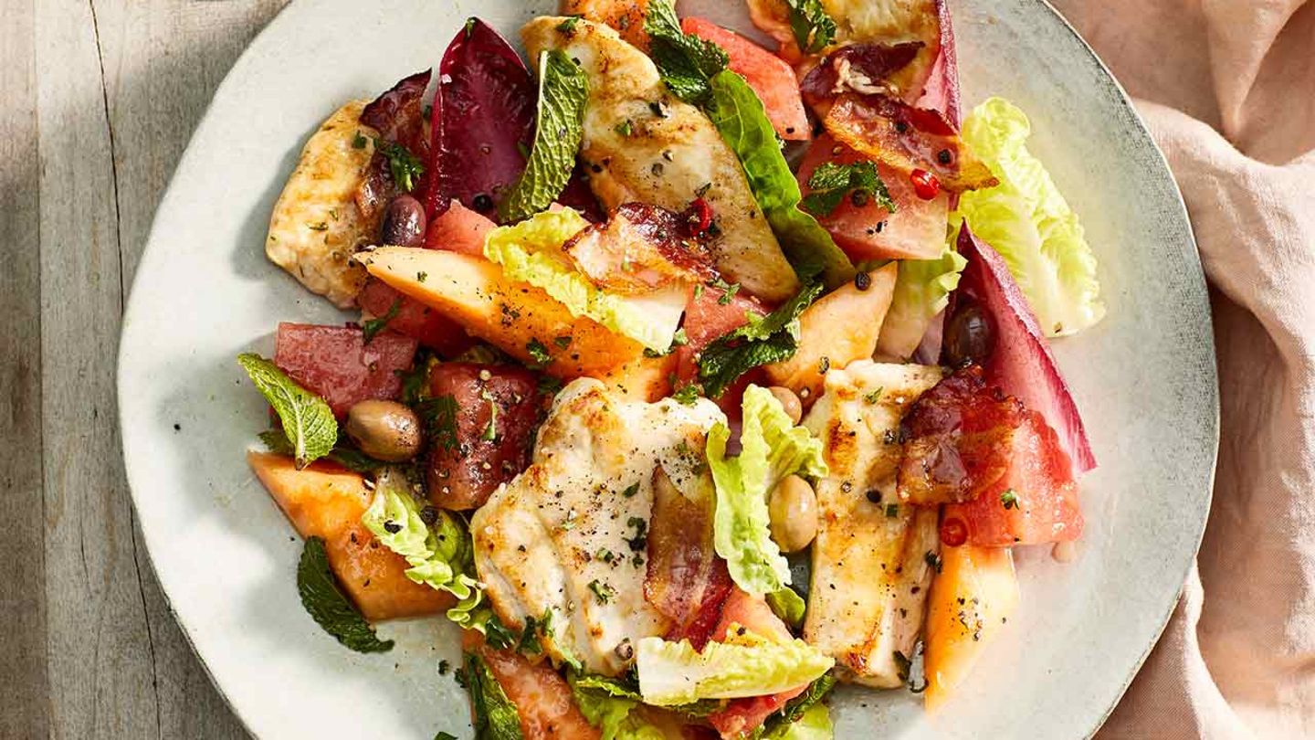Mini-Schnitzel mit Melonensalat Rezept