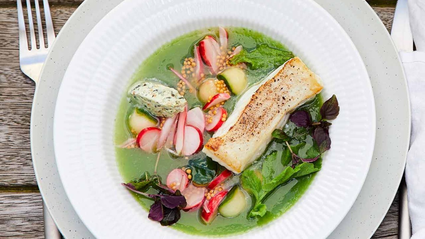 Gurken-Kaltschale mit Radieschen und Steinbeißer Rezept