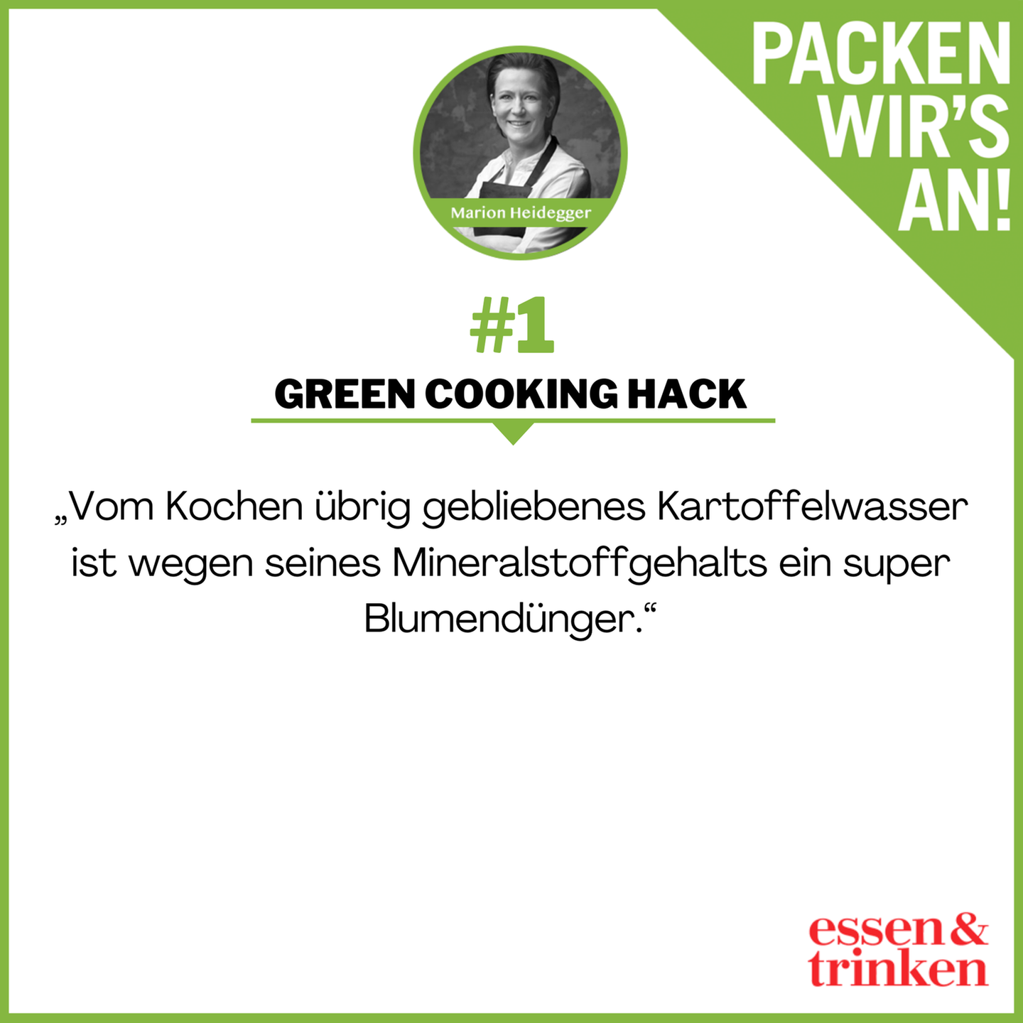 Nachhaltigkeit. Green Cooking. Tipp