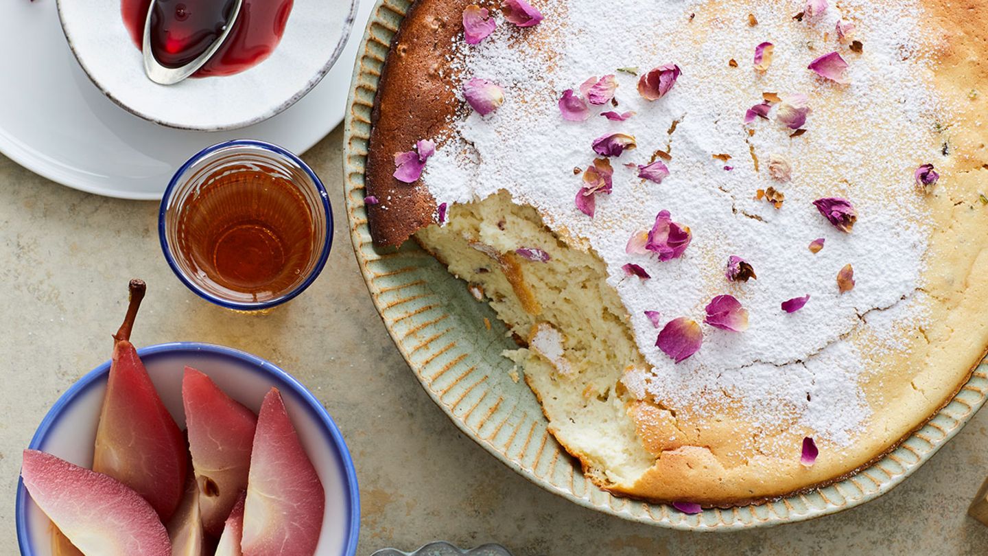 Gebackenes Labneh mit Rosenzucker Rezept