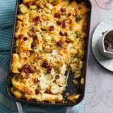 Nudelauflauf mit Linsen und Rosenkohl