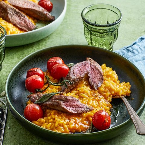 Möhren-Risotto mit Lammfilet