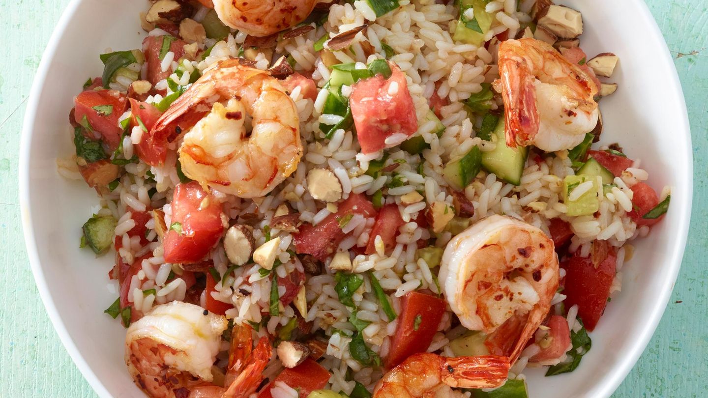 Reissalat mit Garnelen Rezept