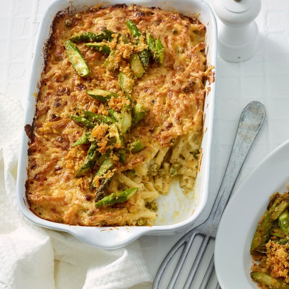 Mac ’n’ Cheese mit Spargel