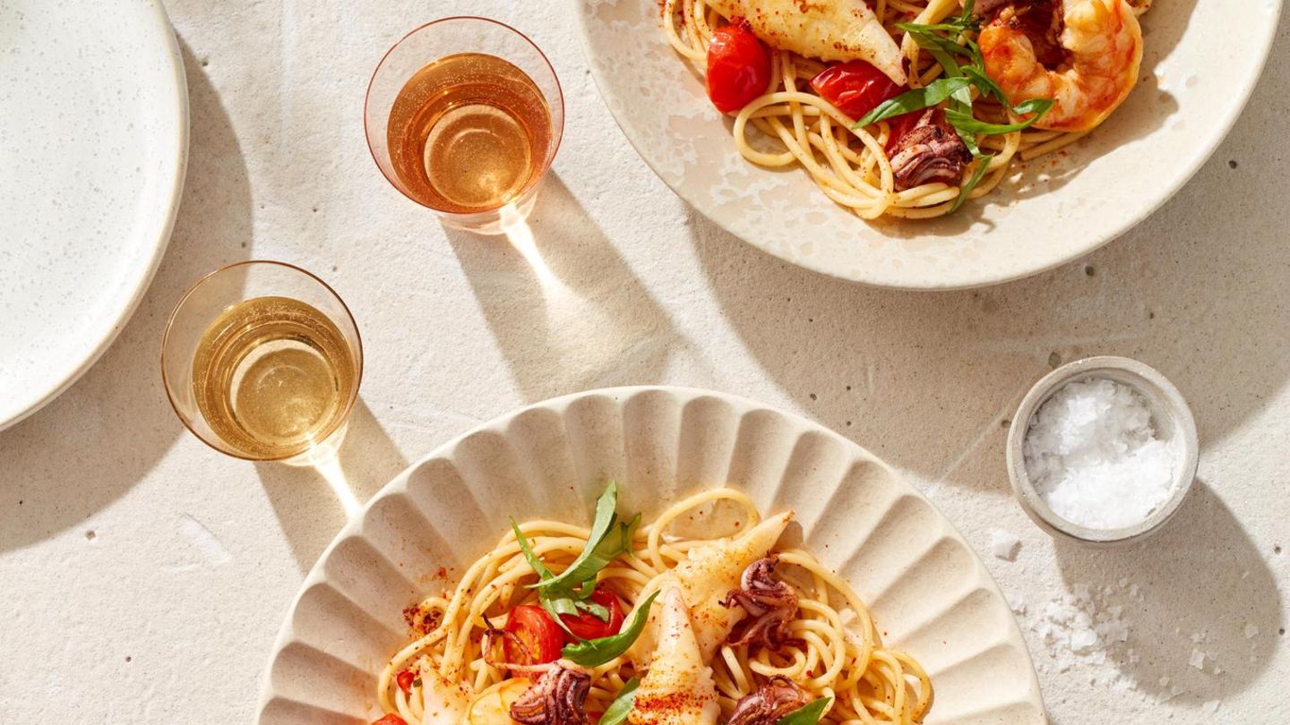 Spaghetti mit Garnelen und Calamaretti Rezept