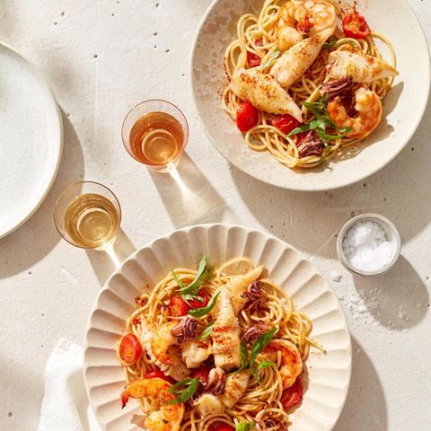 Spaghetti mit Garnelen und Calamaretti