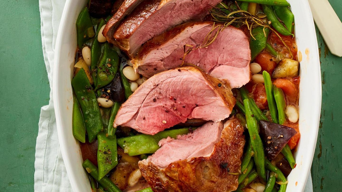 Lammkeule mit Bohnen-Ratatouille Rezept