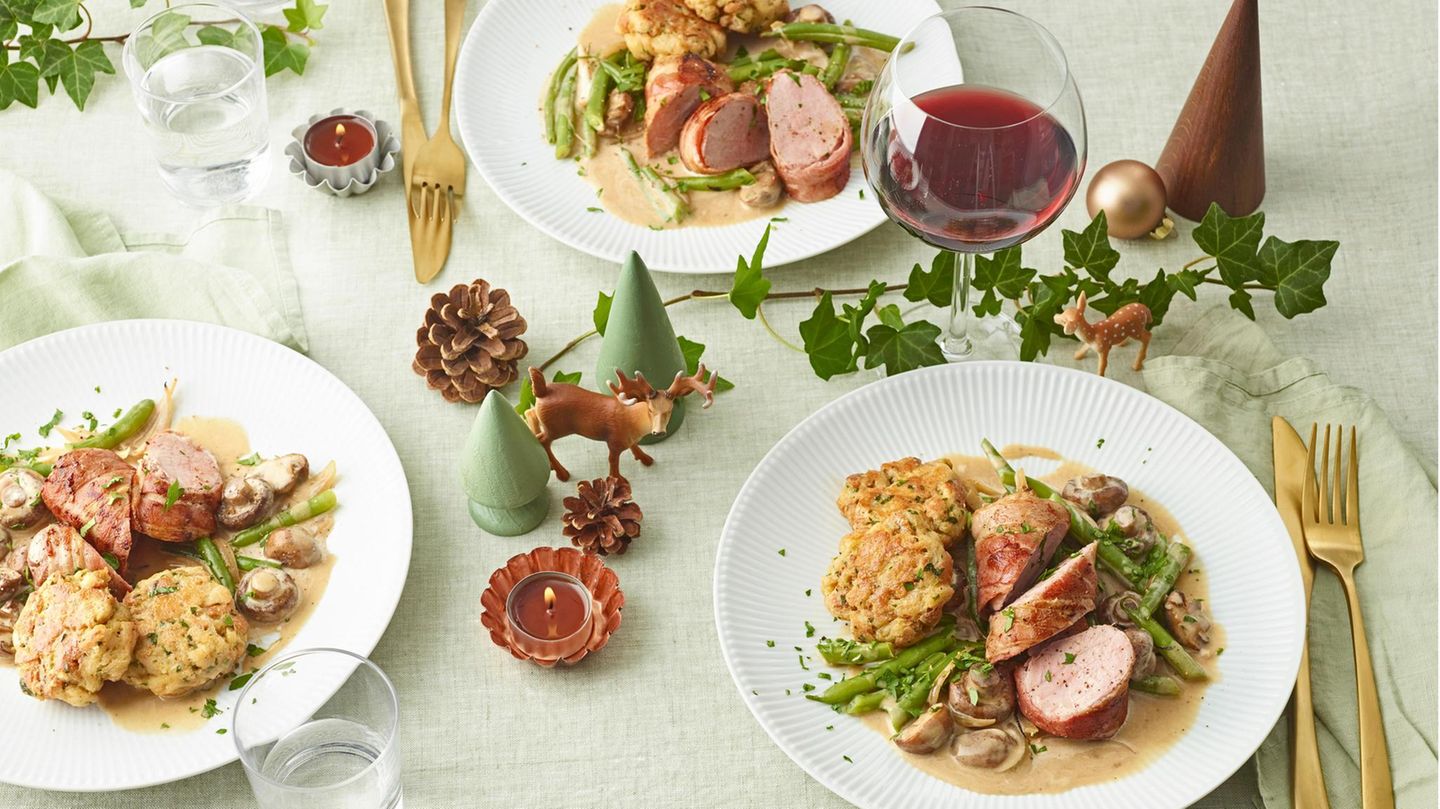 Schweinemedaillons mit Pilz-Bohnen-Gemüse Rezept