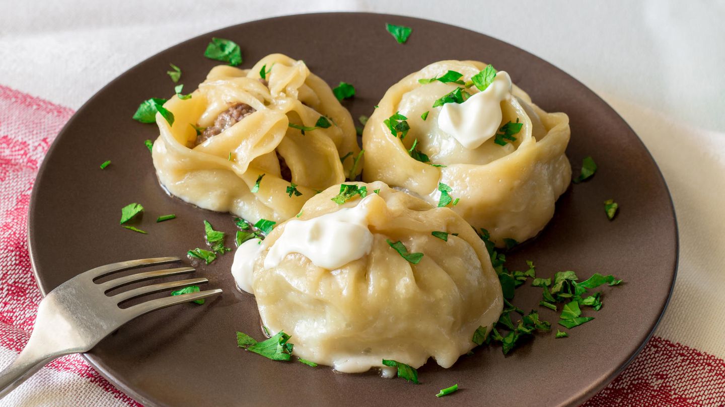 Russische Manti mit Hackfleisch