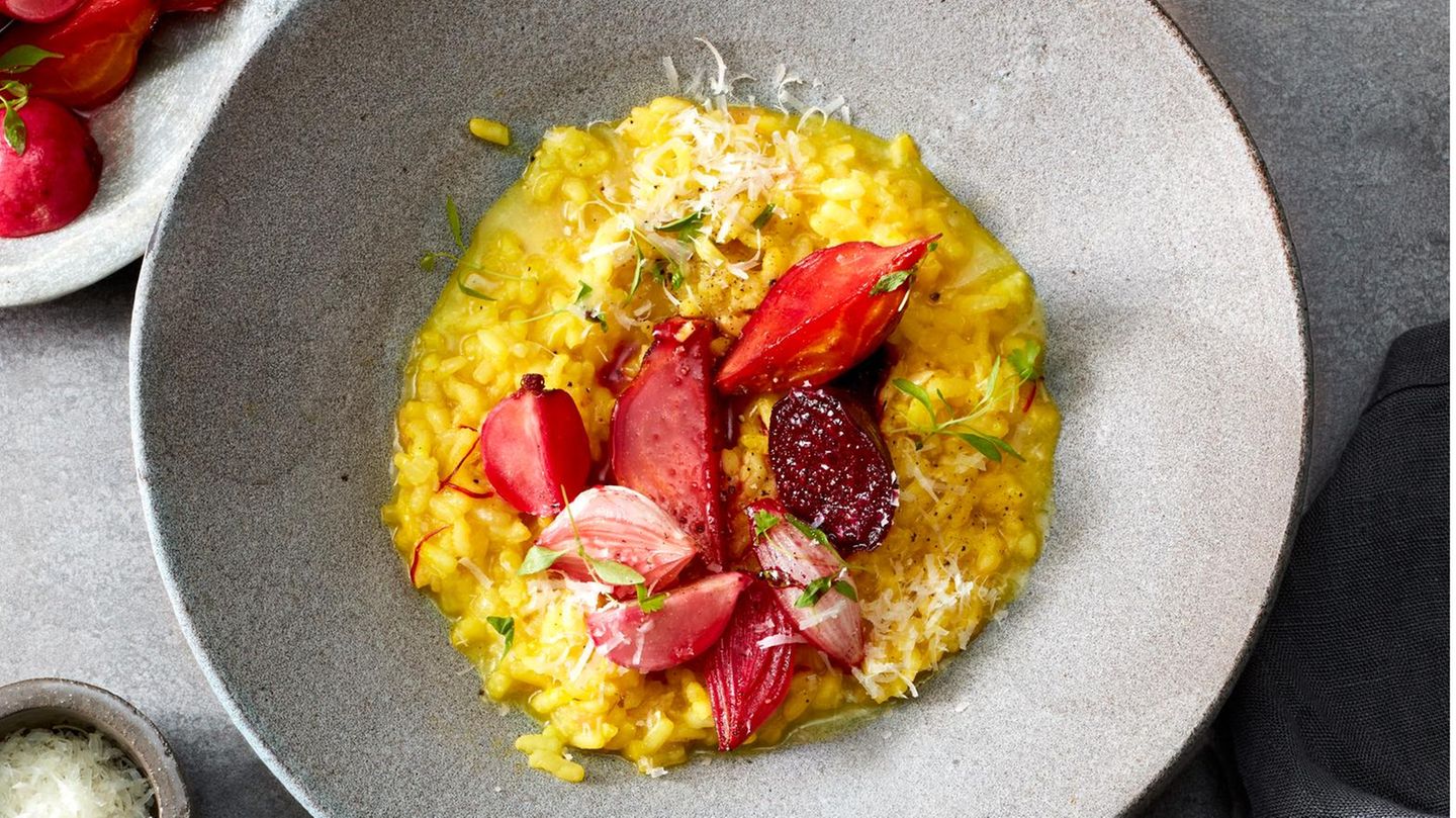 Ofen-Risotto milanese mit süßsaurem Gemüse Rezept - [ESSEN UND TRINKEN]