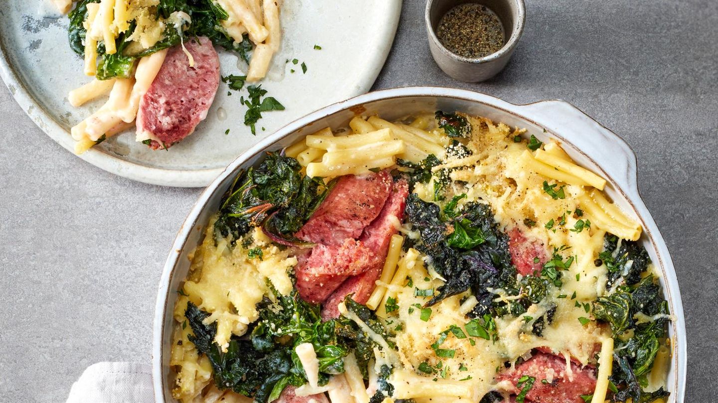 Mac and Cheese mit Grünkohl und Salsiccia Rezept