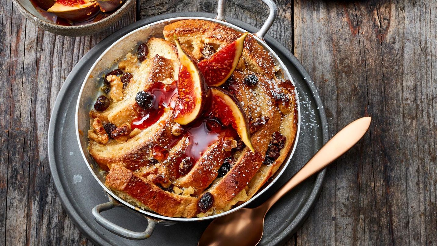 Bread-and-Butter-Pudding mit Feigen Rezept
