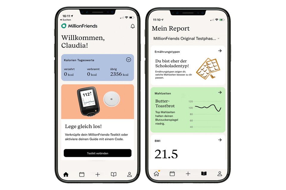 Nach der Testphase steht in der App eine ausführliche Analyse des individuellen Ernährungstyps bereit Nach der Testphase steht in der App eine ausführliche Analyse des individuellen Ernährungstyps bereit
