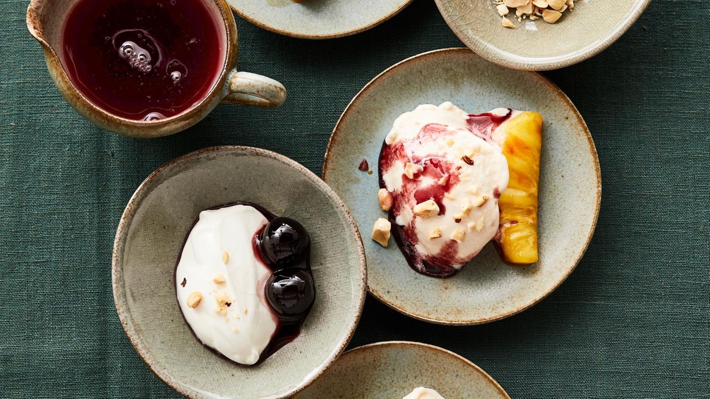 Haselnuss-Sorbet, Ananas und Amarenakirschen Rezept - [ESSEN UND TRINKEN]