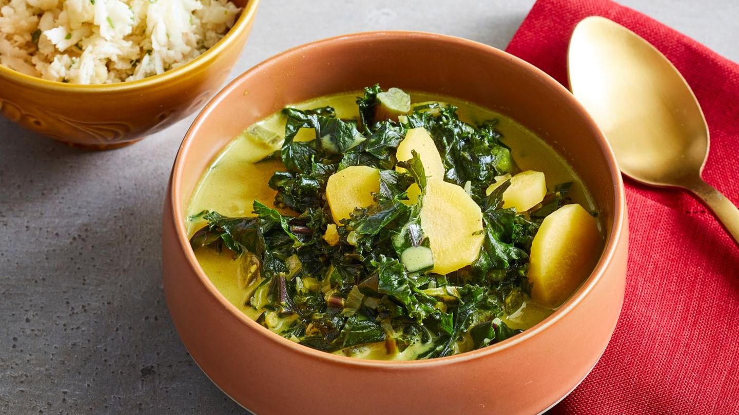 Grünkohlcurry mit Blumenkohlreis Rezept