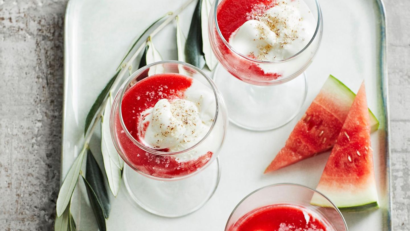 Joghurt-Eis mit Melone und Himbeeren Rezept - [ESSEN UND TRINKEN]