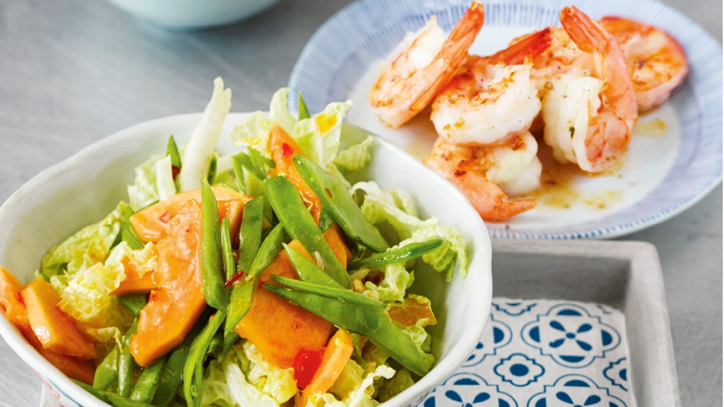 Garnelen mit Papaya-Salat Rezept