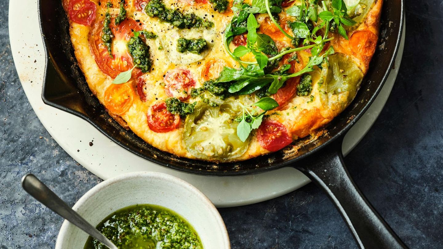 Tomaten-Frittata mit Rucola-Pesto Rezept - [ESSEN UND TRINKEN]