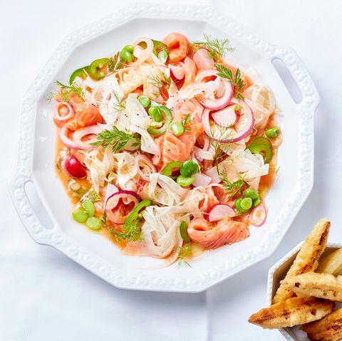 Ceviche von der Lachsforelle mit dicken Bohnen