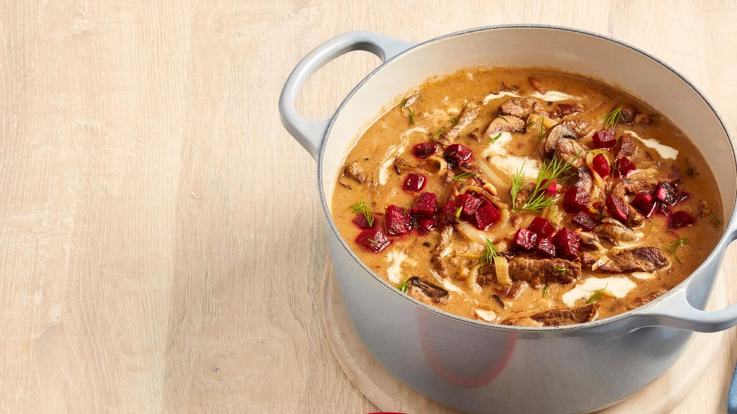 30-Minuten-Rezept: Rindereintopf nach Art „Stroganoff“